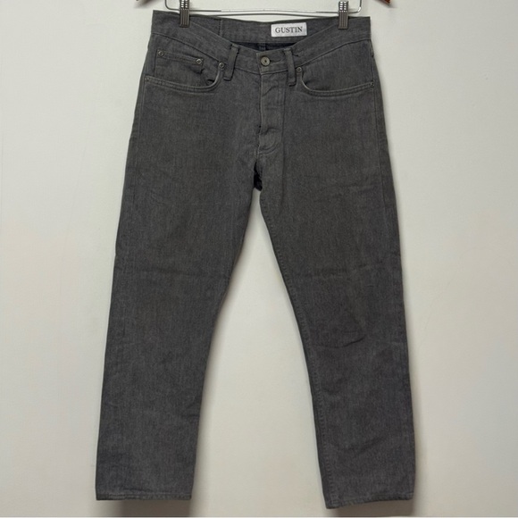 Gustin Jeans Mens 32 Gray Slim Fit Button Fly Raw Denim Jean Pants Made in USA - Picture 1 of 4
